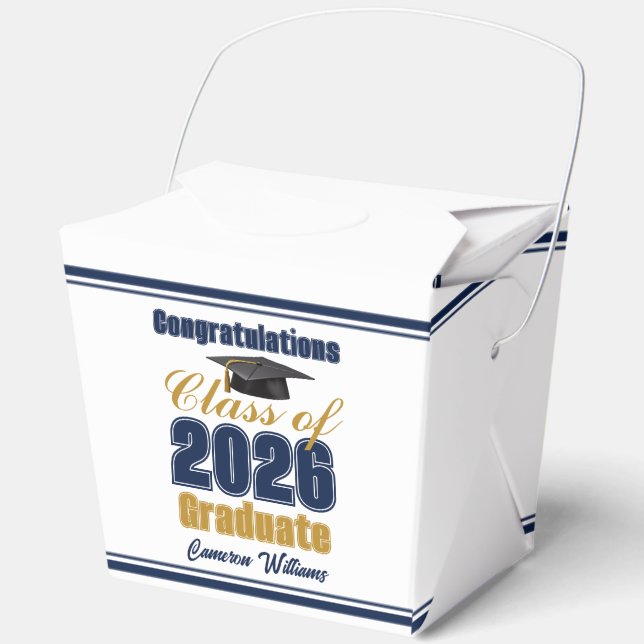 Navy Blue Class of 2026 Graduation Party Fortune Favour Box (Front)