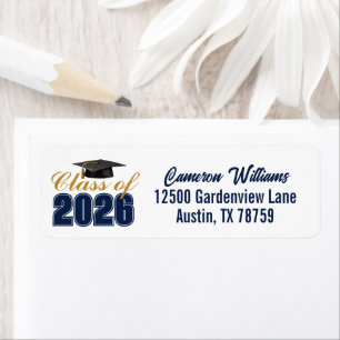 Navy Blue Class of 2026 Graduation Return Address Label