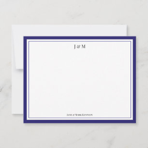 Navy Blue Classic Custom Couple Monogram Card