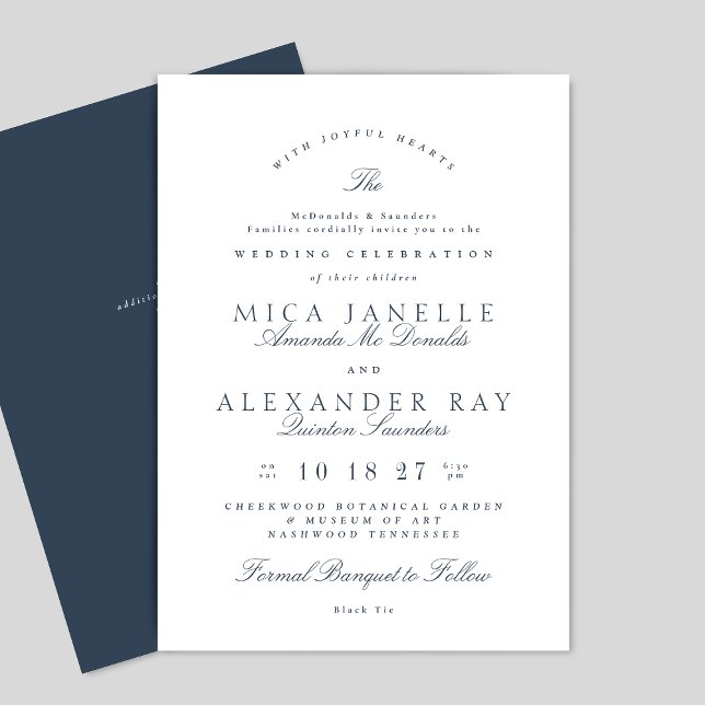 Navy Blue Classic Elegant Calligraphy Formal Invitation (Creator Uploaded)
