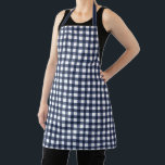 Navy Blue Classic Gingham Check Plaid Apron<br><div class="desc">Modern summer trend,  picnic gingham plaid tartan pattern in navy blue and white colours.</div>