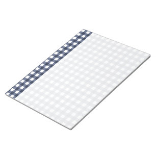 Navy Blue Classic Gingham Check Plaid Notepad