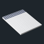 Navy Blue Classic Gingham Check Plaid Notepad<br><div class="desc">Modern summer trend,  picnic gingham plaid tartan pattern in navy blue and white colours.</div>