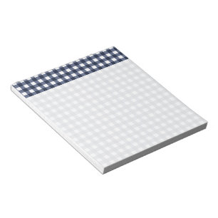 Navy Blue Classic Gingham Check Plaid Notepad