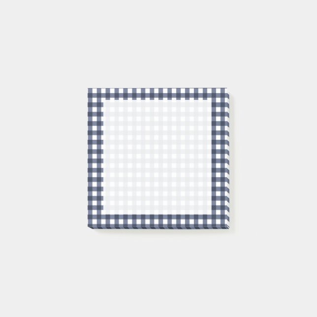 Navy Blue Classic Gingham Check Plaid Post-it Notes (Front)