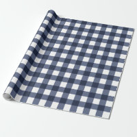 Navy Blue Classic Gingham Check Plaid