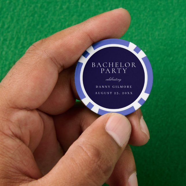 Navy Blue Classic Mens Bachelor Party Poker Chips (Hand)