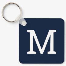 Navy Blue Classic Monogram Initial Keychain