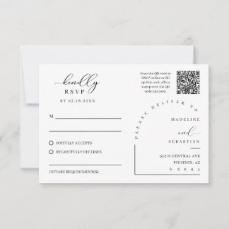 Navy Blue Classic RSVP Wedding Insert Postcard