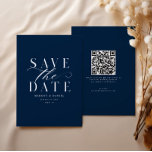 Navy Blue Classic Save The Date Non Photo QR Code<br><div class="desc">This classic save the date design features a navy blue colour scheme and a modern QR code option to deliver your upcoming wedding information. This design is fully customisable with your text and URL for the QR code. Perfect for a nautical wedding!</div>