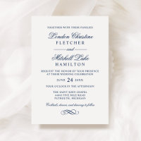 Navy Blue Classic Script Serif Wedding