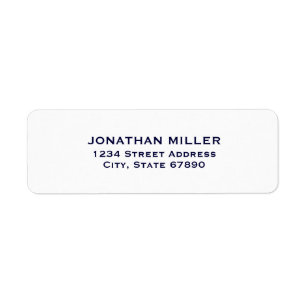Navy Blue Classic Typography White Return Address Label