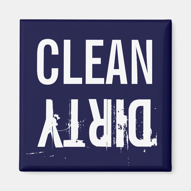 Navy Blue Clean Dirty Dishwasher Kitchen Magnet (Front)