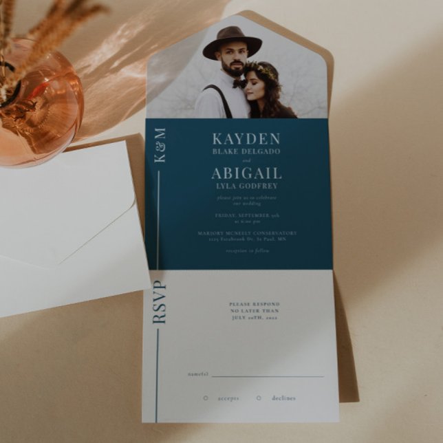 Navy Blue Clean Line Wedding Invitation (Creator Uploaded)