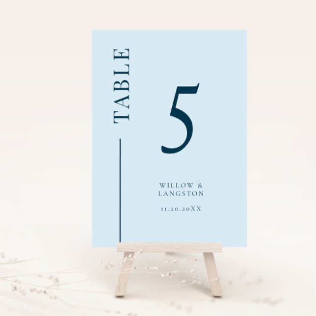 Navy Blue Clean Line Wedding Table Number (Creator Uploaded)