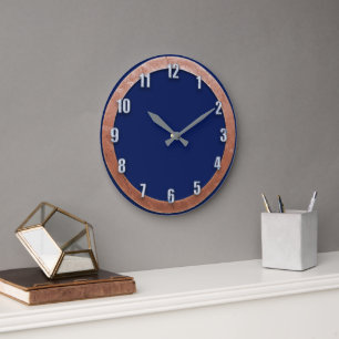 Navy Blue Clock With Marble Numbers