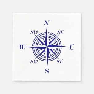 Navy Blue Coastal Compass Rose Napkin