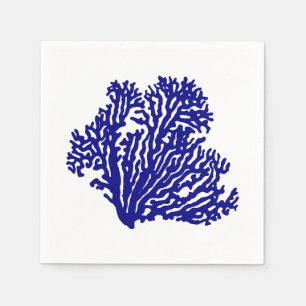 Navy Blue Coastal Coral Napkin