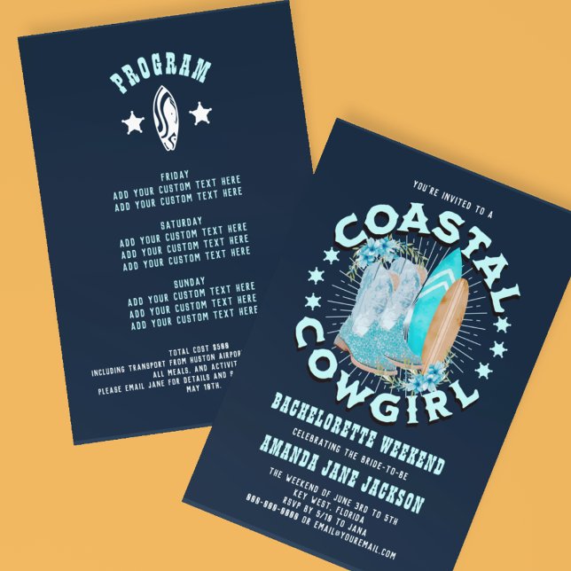 Navy Blue Coastal Cowgirls Bachelorette Weekend Invitation (Navy Blue Coastal Cowgirls Bachelorette Weekend Invitation
)