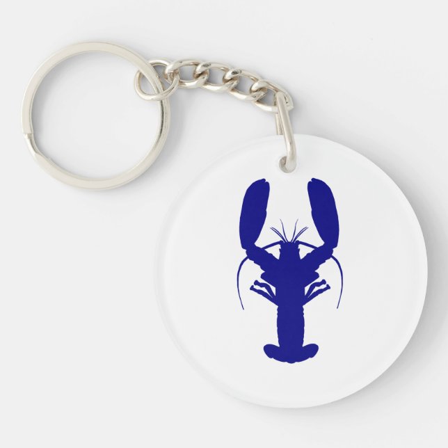 Navy Blue Coastal Decor Lobster Key Ring (Front)