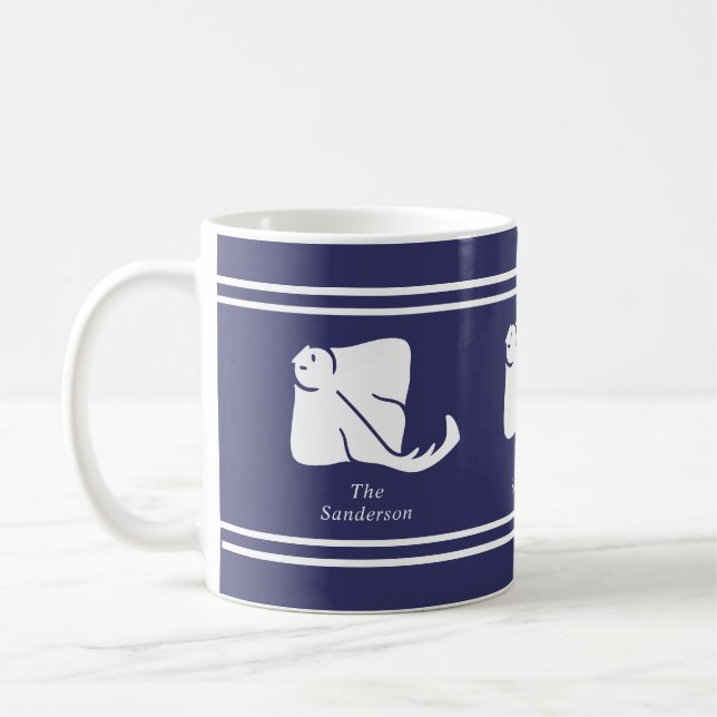 Navy Blue Coastal Nautical Stingray Manta Ray Door Coffee Mug (Left)