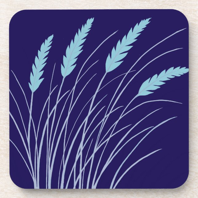 navy blue coaster with beach grass  (Front)