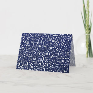 Navy Blue Cobalt Blue White Dancing Music Notes
