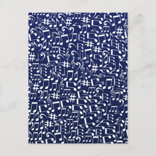 Navy Blue Cobalt Blue White Dancing Music Notes