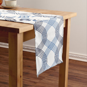 Navy Blue, Cobalt Interlocking Lines Table Runner