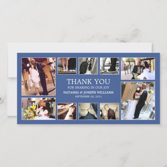 NAVY BLUE COLLAGE | WEDDING THANK YOU CARD (Front)