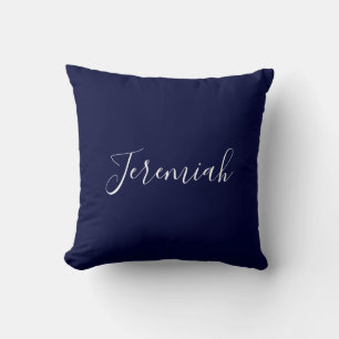 Navy Blue Color Plain Modern Own Name Calligraphy Cushion