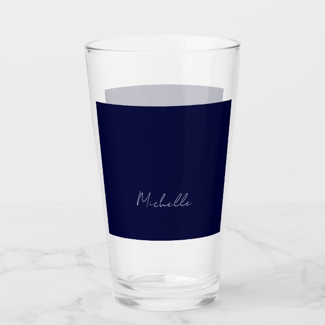 Navy Blue Colour Plain Modern Own Name Calligraphy Glass (Front)
