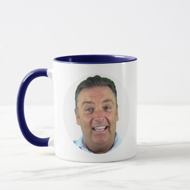 NAVY BLUE Combo Photo Mug - Round Frame Custom Mug (Left)