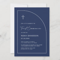 Navy Blue Communion Invites