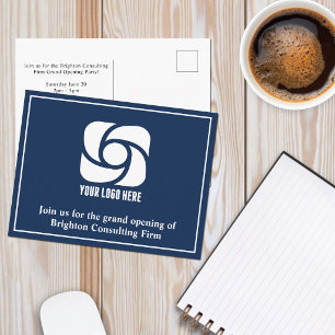 Navy Blue Company Advertising Business Logo Postcard