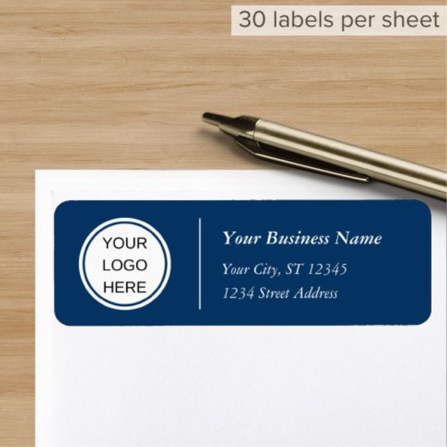 Navy Blue Company Business Logo Return Address Label (Creator Uploaded)