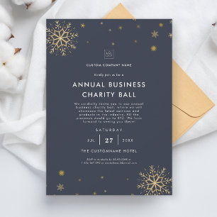 Navy Blue Company Christmas Party Event Fundraiser Invitation