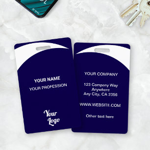Navy Blue Company Employee Name and Title ID Badge