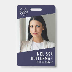 Navy Blue Company Logo Employee ID Badge