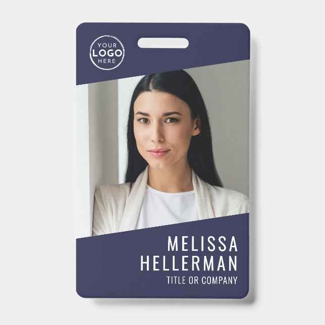 Navy Blue Company Logo Employee ID Badge (Front)