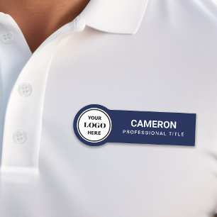 Navy Blue Company Logo Name Tag