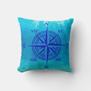 Navy Blue Compass Rose Cushion
