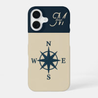 navy blue compass with Monogram Beige Coastal