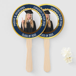 Navy Blue Congrats To Our Grad Photo Class of 2025 Hand Fan