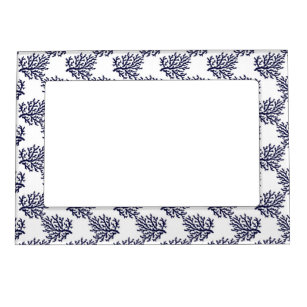 Navy blue corals on a white background magnetic frame