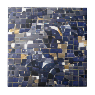 Navy blue corner mosaic digital art  ceramic tile