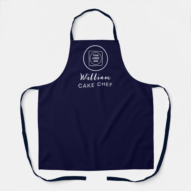 Navy Blue Corporate Business Logo Employee  Apron (Front)