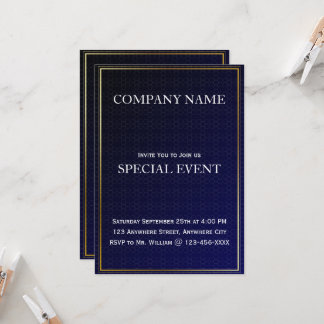 Navy Blue Corporate Business Party Invitation Card