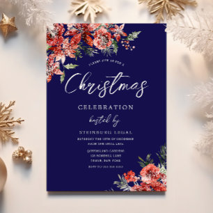Navy Blue Corporate Gala Holiday Christmas Party Invitation