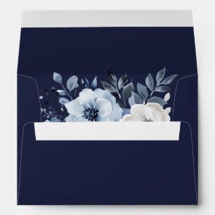 Navy Blue Country Floral Return Address Envelope